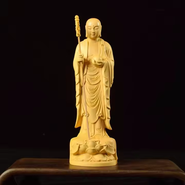 Tallado Huangyang, estatua del hogar del rey tibetano, decoración de estatua de Buda para sala de estar, artesanías de madera, regalos tallados en madera - 1