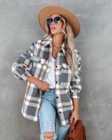 Chaqueta casual de lana con estampado a cuadros de moda de primavera 2025 para mujer - details 1