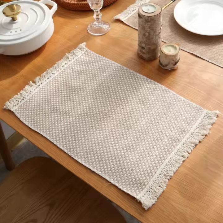 1 pcs Soft Household Party Supplies Cotton Linen Natural Table Mats Napkin Table Decor Placemats - 1