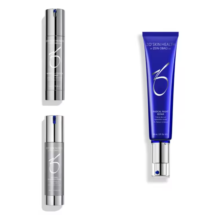ZO SKIN Radical Night Repair 60ml + Arrugas + Reparación de Textura 50ml + Retinol Skin Brightener 0.5% 50ml Set de tres piezas - 1