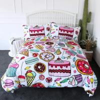 Cubierta de Edredón con Diseño de Rey y Reina de Pasteles de Dibujos Animados para Cama de Niños Regalo de Cumpleaños Polyester Set de Muebles de Dormitorio con Helado y Cupcake - details 8