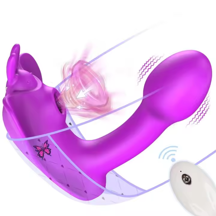 Consolador vibrador portátil para mujer, succión del clítoris/vagina, juguete estimulante, Control remoto, mariposa, bragas, - 1