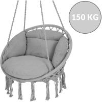 Silla Colgante 2 Cojines Asiento Ø65cm hasta 150Kg Tejido Antracita Hamaca Columpio Exterior Interior - details 15