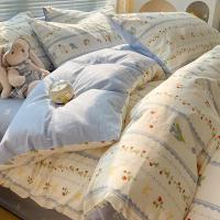 Juego de Cubierta de Edredón Estilo Ins con Diseño Floral Funda de Sábana Plana y Fundas de Almohada sin Relleno para Niños y Niñas Linen de Cama de Twin Single Queen - details 9