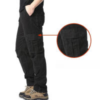 Pantalones casuales de trabajo para hombre con bolsillos multifuncionales, pecho de algodón sólido, estilo cargo recto para uso en exteriores y calle. - details 16