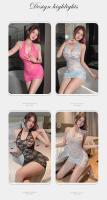 Lencería con cuello colgante, ropa transparente con cuello en V profundo, vestido de gran tamaño, ropa sexy de látex para mujer - details 3