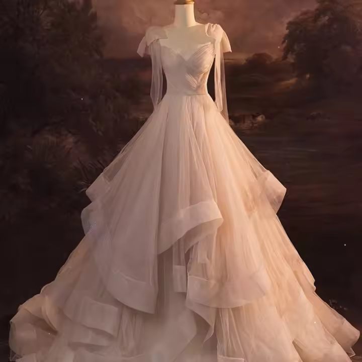 Vestido de Noche de Lujo para Mujeres Rosa, Elegante, Niche de Cumpleaños y Boda, Princesa Fugitiva Francesa - 1