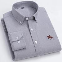 Camisas de caballo bordadas para hombre, ropa de calle de gran tamaño, 2025 algodón, Oxford, informal, manga larga, talla grande, 100% - details 9