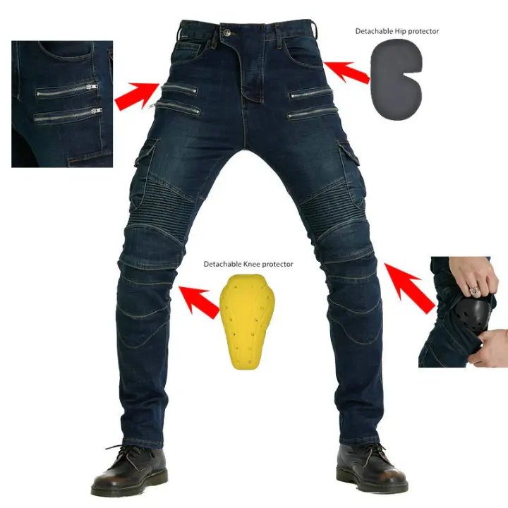 Pantalones de ciclismo de motocicleta jeans para hombres y mujeres anti-caída fuera de la carretera pantalones de locomotora recreativos de cuatro estaciones de verano - 1