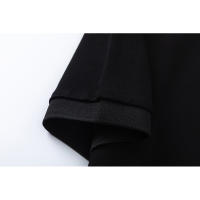 Polo de corte recto y holgado de marca de moda americana, tejido de doble brillo de puro algodón con logotipo bordado clásico, camisa de manga corta sin cuello para hombre, nueva camiseta informal de estilo veraniego para parejas - details 7