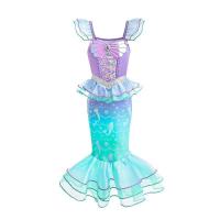 AmyStylish Niñas Princesa Sirena Ariel Cosplay Halloween Fiesta de Cumpleaños Verano Playa Vacaciones Vestido - details 12