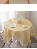 Mantel de rejilla tipo gofre con borde de borla, lino de algodón para uso doméstico y de camping, mantel rectangular circular para mesa central - details 15