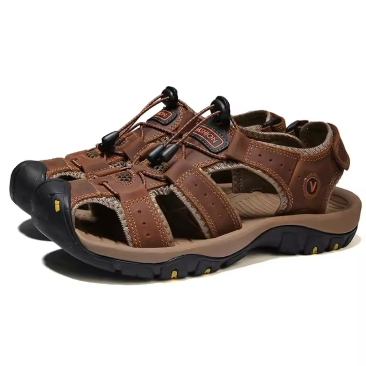 Nuevas Sandalias de Cuero Hechas a Mano para Hombres 2025 Sandalias Planas a la Moda - 1