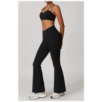 Pantalones acampanados de cintura alta para mujer, mallas deportivas elásticas, ropa deportiva, cinturón cruzado, botas cortas, pantalones de Yoga - details 12