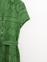 BUNO-2025 nuevo diseño casual y elegante para mujer con vestido estilo camisa con bordado hueco de estilo europeo y americano - details 5