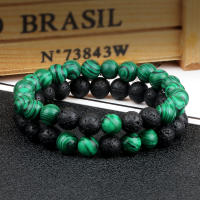 Pulsera de Piedra de Malaquita Verde Natural Encanto de Abalorios de Lava para Hombres y Mujeres - details 3
