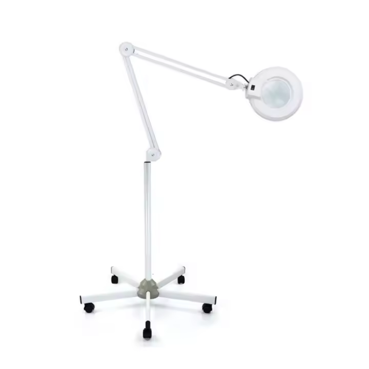 Lámpara de aumento con luz diurna LED brillante, lupa con luz y soporte, brazo giratorio ajustable, 5X - 1