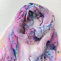 mujer bufanda de gasa Georgette loro Rosa Bandana protector solar playa verano Mantón largo 50*160CM - details 16