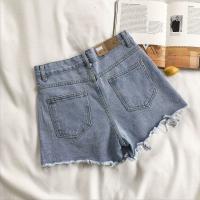 Shorts vaqueros de mujer de cintura alta, rotos, sueltos, de pierna ancha, nuevos de verano, pantalones versátiles. - details 2