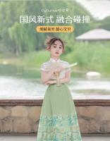 Conjunto de cara de caballo para niña, Hanfu de alta gama para niños, estilo chino, falda de disfraz de la dinastía Ming para niña pequeña para primavera - details 0