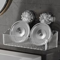 Estante con ventosa montado en la pared, estante de almacenamiento estable sin perforaciones, ahorro de espacio, fuerte capacidad de carga, cesta de drenaje para inodoro - details 2