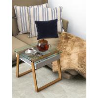 Mesita de Centro Rectangular, de Vidrio y Madera con Bandeja para Revistas, Mesa de Centro Baja para Salón y Oficina - details 31