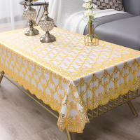 Mantel rectangular de PVC para mesa, impermeable, resistente al aceite y al desgaste, Protector de mesa Floral dorado - details 3