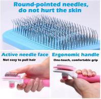 Peine de aguja para mascotas, cepillo autolimpiante para el cuidado de gatos, peine para quitar el pelo de mascotas, ideal para gatos y perros de pelo largo y corto - details 0