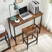 Juego de Mesa y Taburetes de Bar, Mesa de Desayuno con 2 taburetes, Industrial, Marrón Rústico y Negro - details 4