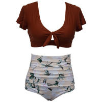 Bikini triangular de cintura alta fat mm plus fat plus size bañador mujer dividido - details 5