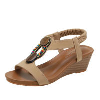 Sandalia Sandalias romanas Tacón inclinado para mujer 2025 Verano Nuevo Estilo de hadas Ropa de abrigo de moda Playa de moda - details 2