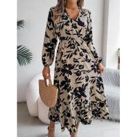 Vestidos de moda con cuello en V Vestido estético de manga larga con volantes florales para mujer, nuevo en oferta - details 3