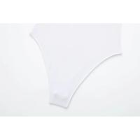 OUWU - Traje de baño negro sin mangas para mujer, traje de baño de una pieza con cuello cuadrado, lencería sexy, color blanco - details 13