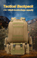 Mochila de senderismo 4 en 1 de 50l para hombre, bolsa de asalto multifuncional impermeable, desmontable, para exteriores - details 0