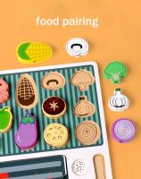 Cocina de juguete de madera para padres y niños pequeños Parrilla de cocina Rompecabezas cúbico Montessori Barbacoa simulada Papel de juego interior para 3 años + - details 4