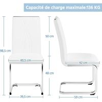 2PCS Sillas de Comedor Giratorias Sillas de Cocina con Respaldo Alto Patas Metálicas Diseño Moderno para Salón Oficina Dormitorio Blanco - details 2