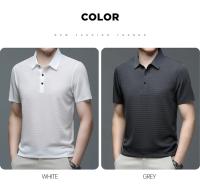 polos hombre manga corta ropa hombre día del padreVerano Nuevo Hombre Lop-up Hollow Polo de manga corta Camiseta Ice Silk Transpirable Negocios Moda Camiseta Hombre Marca Ropa - details 22