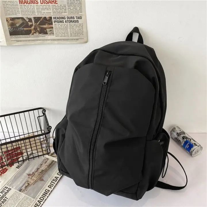 Mochila escolar, gran capacidad, estudiante, personalidad, color sólido, retro, niña, arrugada, mochila, Corea - 1