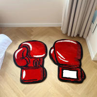 Alfombra De Boxeo Roja Para Dos Manos Alfombra Antideslizante Para Sala De Estar Alfombra De Dormitorio Estilo Chic Para El Pasillo Decoración Aestética Para El Hogar - details 0