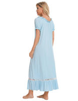 Pijamas para mujer, ropa de dormir con un hombro, camisón de manga corta, vestido mixto de encaje - details 22