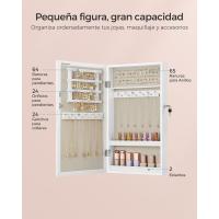 Joyas Espejo, Organizador Joyas Ahorrar Espacio, Superficie Blanca y Forro Negro JBC51W - details 12
