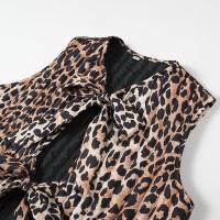 BUNO-chaleco elegante con estampado de leopardo para mujer, nueva moda 20225, chaquetas sin mangas con lazo y cuello en V, chaleco ajustado Vintage, Top corto - details 5