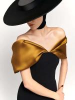 Elegante Vestido de Satén con Detalles de Parche Vestido Largo con Espalda Descubierta y Hombros Fuera Vestido de Fiesta de Moda para Mujeres - details 7
