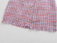OUWU- Moda 2025 A Cuadros Y2K Sexy Mujer Cadena De Perlas Sexy Cami Top + Borla Vaina Mini Falda Joyería Botón Dulce Mujer Conjuntos - details 6