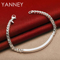Pulsera de cadena de plata de 8 pulgadas de largo y 4 mm de ancho para hombres y mujeres - details 0