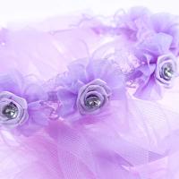 Diadema de princesa pequeña para niños, velos de novia de tul de doble capa, guirnalda de flores, volantes, encaje Floral, corona para fiesta de boda - details 7