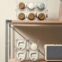 Portavasos de plástico creativo, soporte transparente anticaída para botellas de agua y vino, ahorro de espacio, soporte apilable para botellas de agua, despensa - details 1