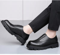 Tendencia de diseño de nicho de suela gruesa de alta gama, zapatos de cuero casuales de punta cuadrada transpirables y aumentados - details 3