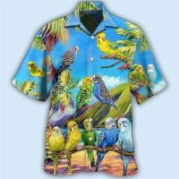 Camisa hawaiana de manga corta con estampado 3D de loro de verano para hombre y mujer, ropa para hombre - details 17