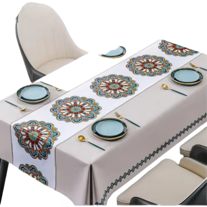 Mantel rectangular de PVC para mesa, impermeable, resistente al desgaste, estampado Floral, 4/6/8 plazas - 1